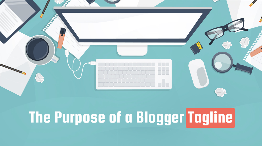 Blogger Writing A Catchy Tagline Phrase